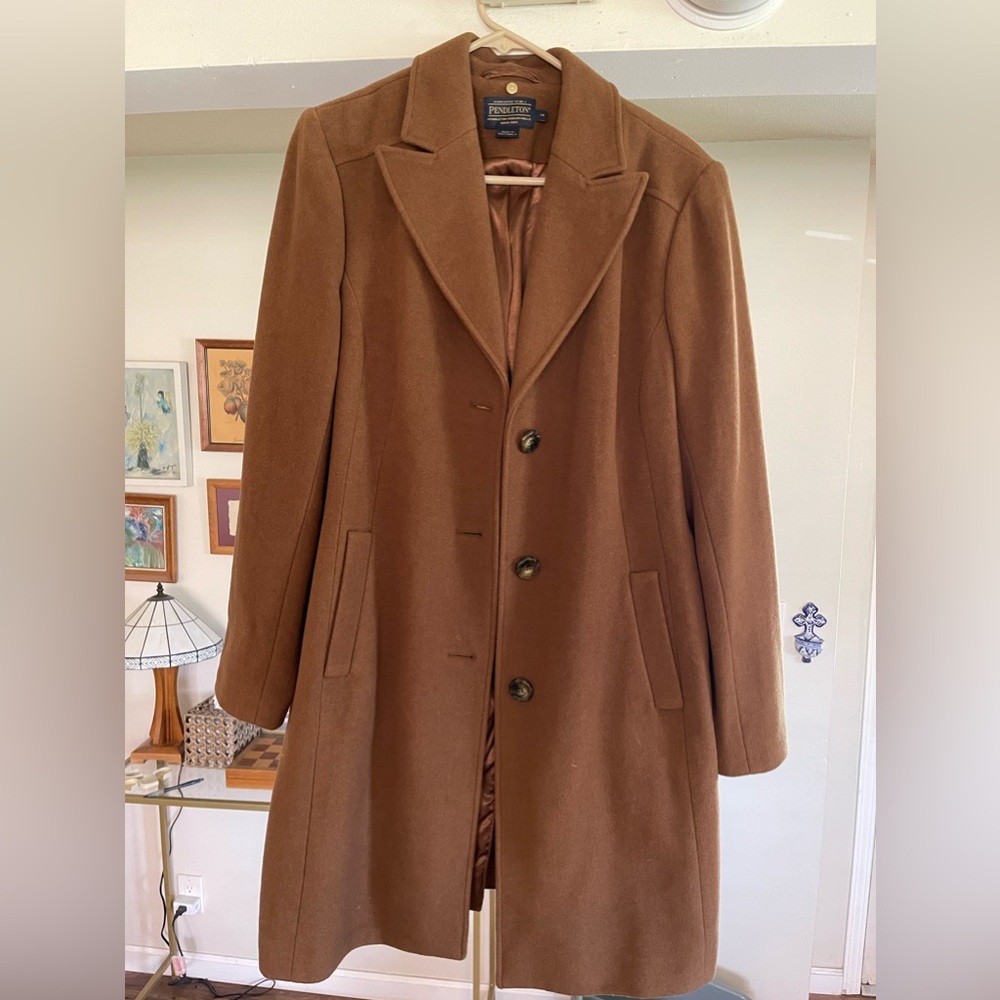 Pendleton Pea Wool Coat  - Size 14 Camel / Tortise Brown color